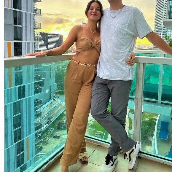 12th Tribe Little Secrets Mocha Linen Trousers Size Large - Picture 4 of 15